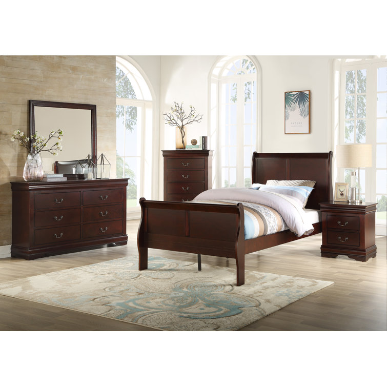 Red Barrel Studio® Hasleigh Philip Cherry Sleigh Bedroom Set B3800